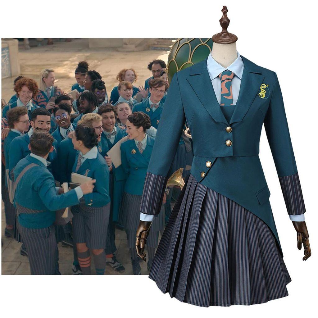 Wicked School Uniform Costume Set For Girls With Polyester Fabric For Halloween And Cosplay