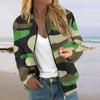 Chaqueta informal acolchada con bolsillos y manga larga con estampado de camuflaje y cremallera para mujer