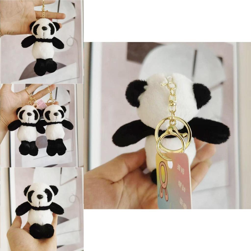 Panda Plush Keychain Black Soft Animal Doll Small Toy Bag Decoration Gift