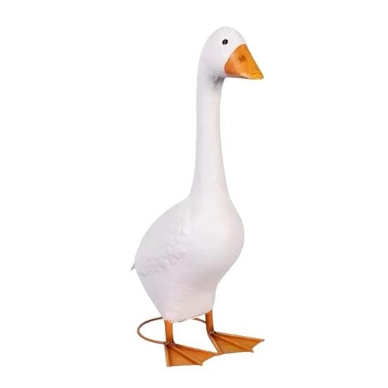 Large White Porch Goose Statue Ceramic Goose Figurine 17" Tall Animal Sculpture for Balcony Patio Garden Lawn Yard Decor
