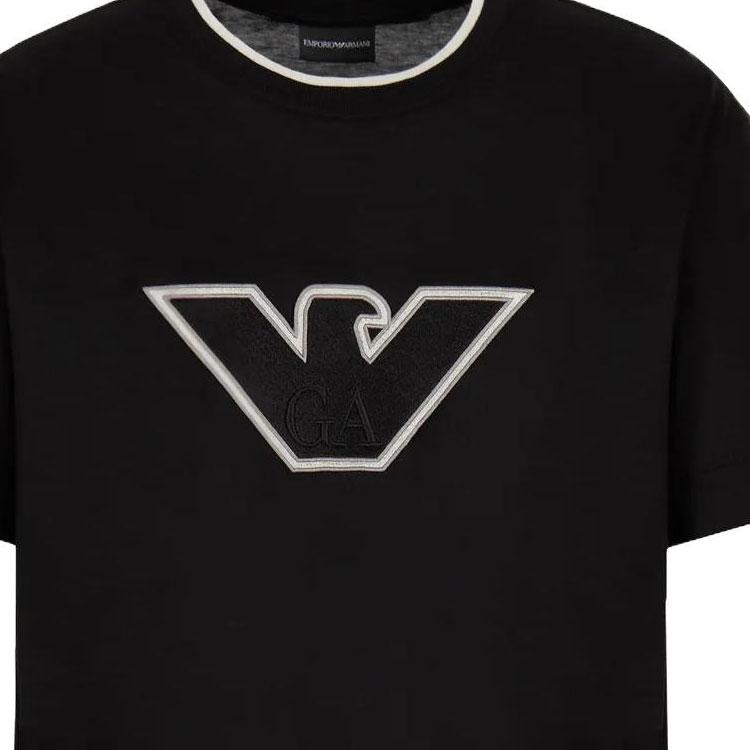 Emporio Armani SS23 Fitted Solid Color Crew Neck Short Sleeve T-Shirt Men Tops Black 6R1T721-JUVZ1-00A2