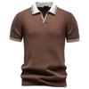 Men's Textured Fabric Color Block Cuff Short Sleeve Polo Shirt
