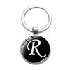 1PC AZ Initial Name Brief Anhänger Schlüsselanhänger Halter Runde Alphabet Schlüsselanhänger Kunst Foto Glas Cabochon Vintage Schmuck