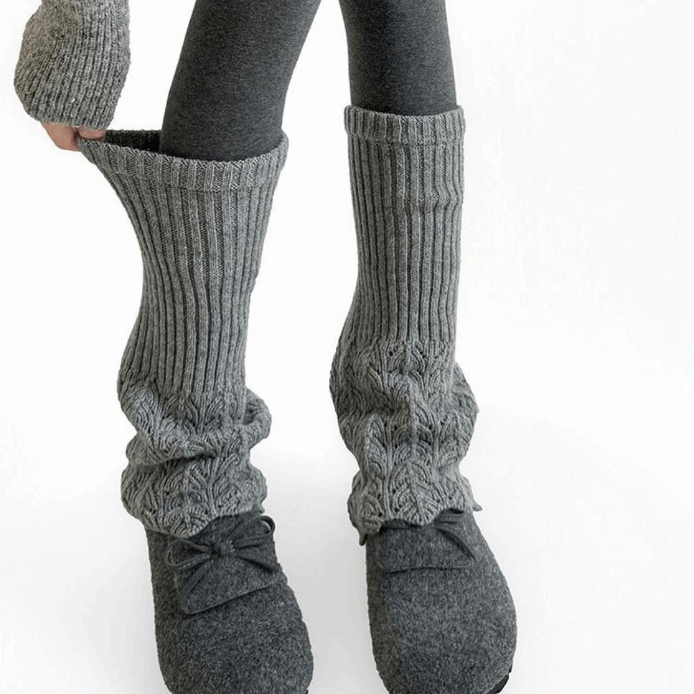 Solid Color Women Knitted Leg Warmers Retro Thickened Women's Foot Cover Soft Breathable Girl's Boots Heap Socks JK Uniform