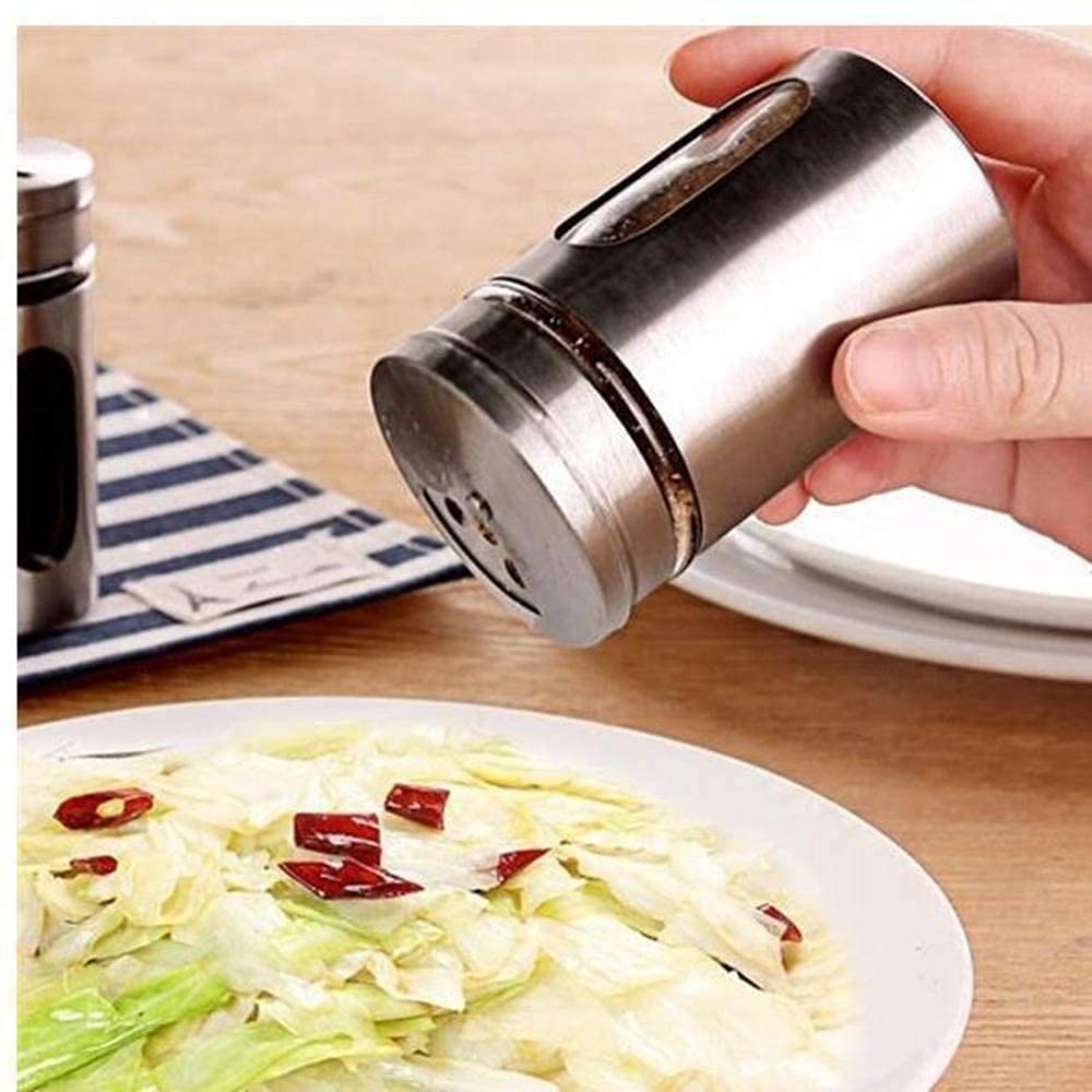 Morningplace Edelstahl Gewürzdosen, Gewürzglas-Set mit Salz-, Pfeffer- und Zuckerstreuern, Perfekt für die Küche (6er Set)