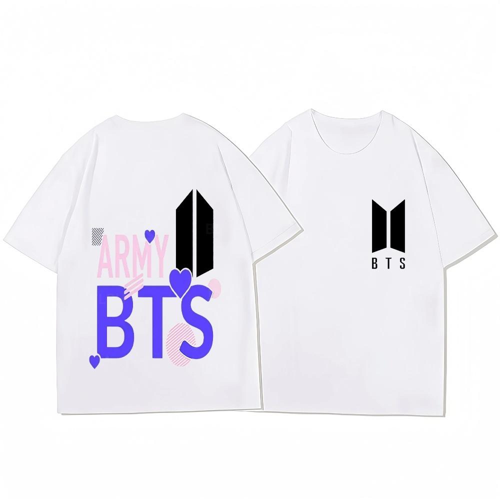 T-shirts assortis Y2K BTS pour la famille Kpop BT21 Imprimé Graphique Décontractés pour Couple Manches Courtes Douces Cadeau pour Fans de l'Armée Hauts pour Adultes Enfants