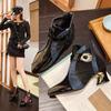 Summer Mesh Breathable Sandals with Rhinestone Decoration Shaped Heels Retro British Style Sandals Leather Boots Women
