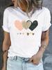 Short Sleeve Heart Print Crew Neck T-shirt for Spring & Summer Casual Women's Clothing for All Seasons Women'S T-Shirt