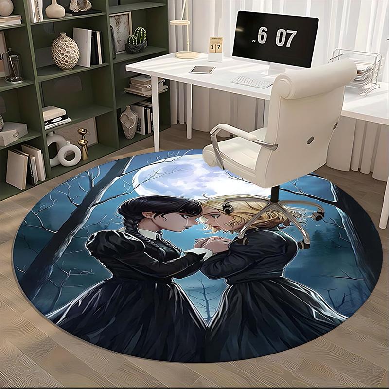 Wednesday Addams,Gothic Friendship Chair Mat Round Rug Office Carpet, Non Slip, Suitable for Living Rooms, Bedrooms,Decor1205728a