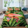 Flamingo Bettbezug Set Tropische Blätter Bettdeckenbezug Palmenmuster Bettwäsche Set Bunte Polyester Steppdecke Für Kinder
