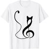 HTUANBAQ Music Note Inspired Cat Minimalist Music Lover Design T-Shirt