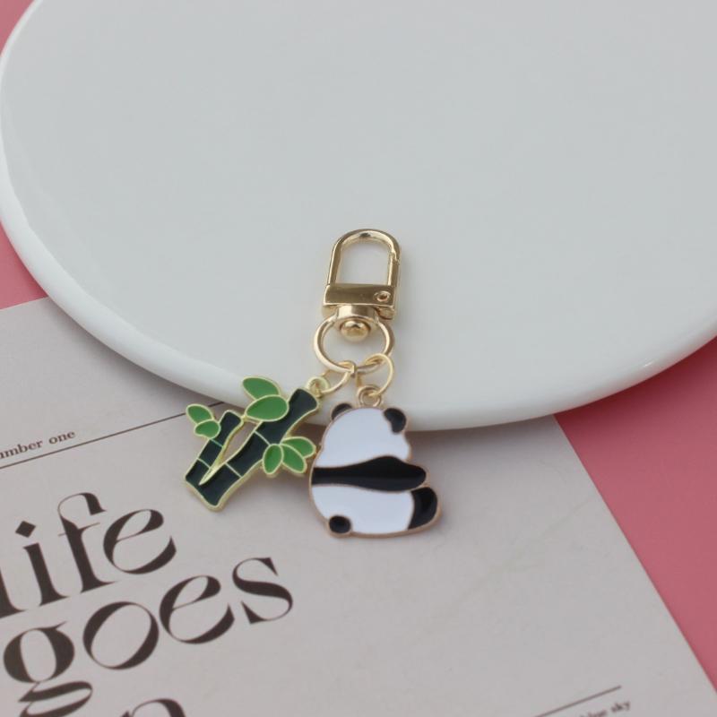 New Cute Panda Metal Keychain Cartoon Style Adorable Key Chain Pendant For Men And Women Bag Charm