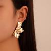 Retro Exaggerated Gold Flower Earrings Minimalist Temperament Matte Irregular Petal Earrings
