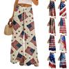 Dames zomer boho palazzo broek met hoge taille, wijde pijpen en bloemenprint, casual broek met zakken