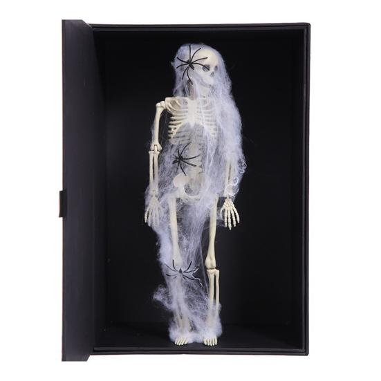 Esqueleto de Halloween de cuerpo completo con articulaciones articuladas, esqueleto humano realista, decoraciones para fiestas, casas embrujadas, truco o trato, juguete festivo
