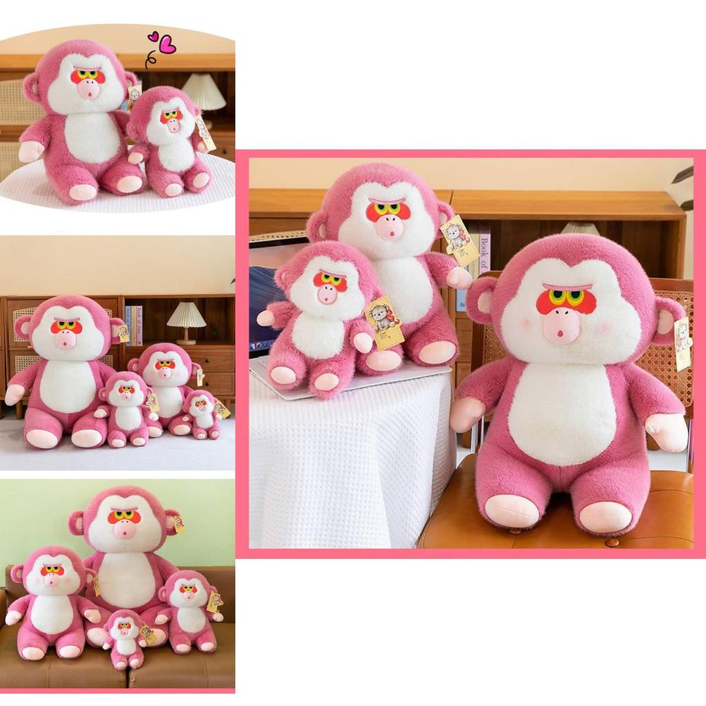 Adorable Pink Gorilla Plush Toy For Kids And Girls With Soft Short Plush Fabric