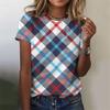 3D Printed Funny Checkered T-Shirt For Women Colorful Geometry Graphic T Shirts Summer Harajuku O-Neck Tops Short Sleeves Tees