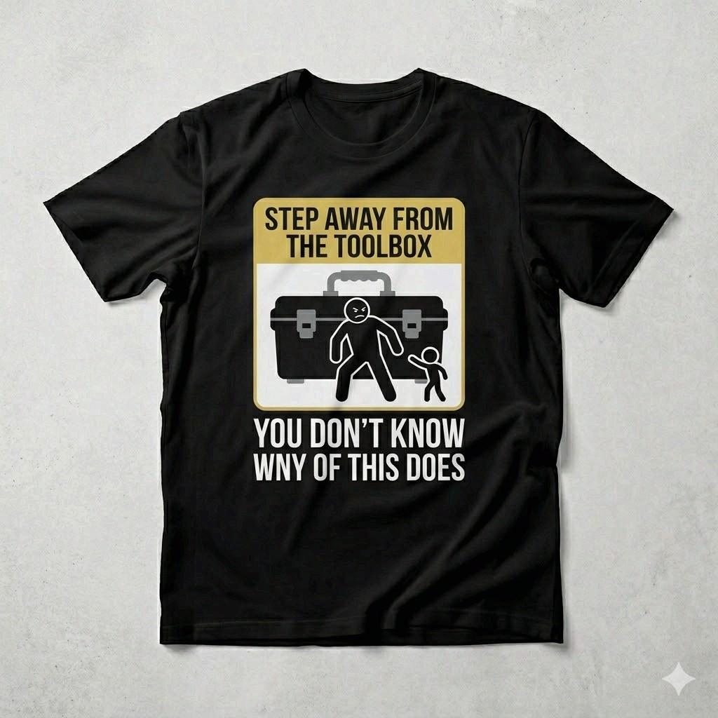Step Away From The Toolbox Funny Dad Garage Humor Black Shirt