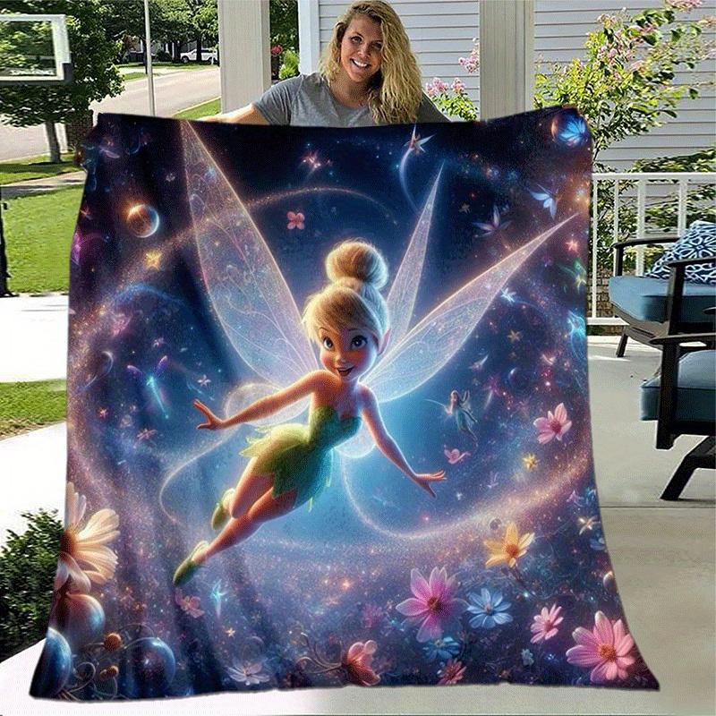 1pc Tinker Bell Printing Blanket - Soft, All-Season Throw for Office Blanket, Car, Travel