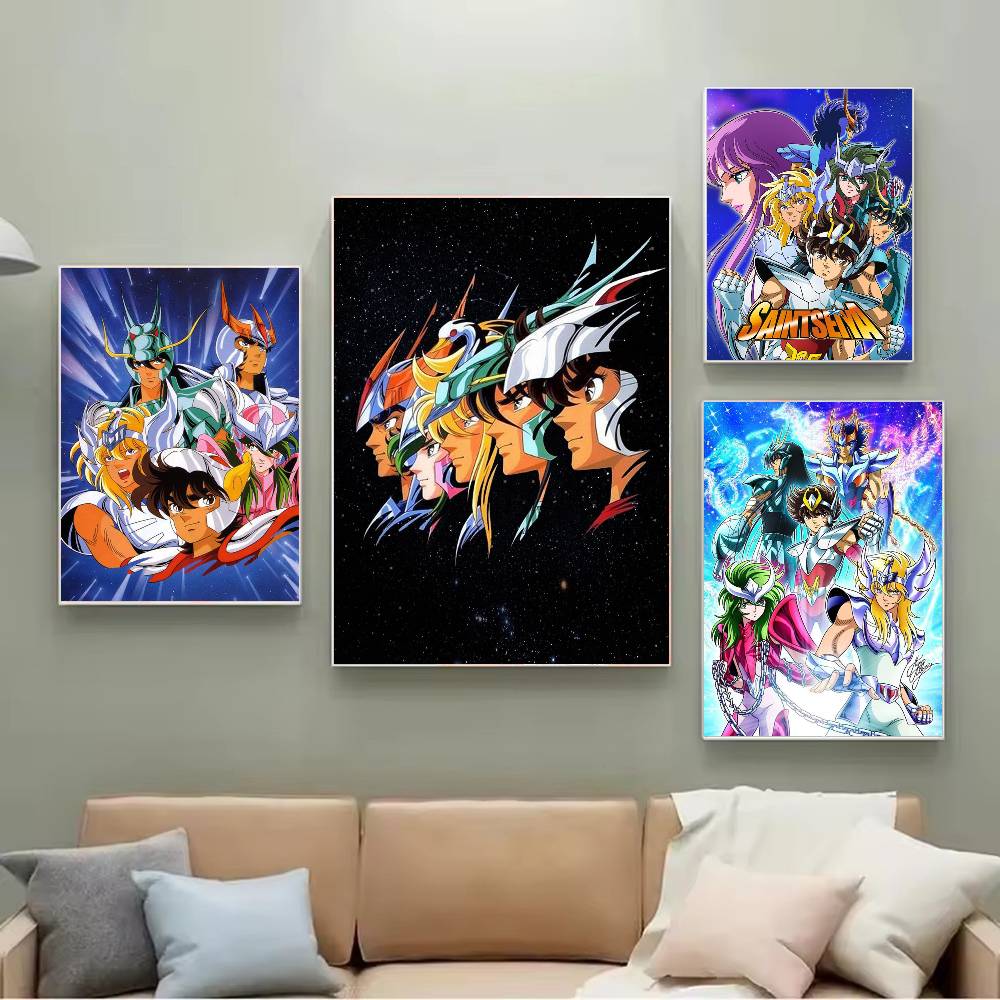 1 pièce Classique anime S-Saint S-seiya Affiche Auto-adhésive Art Papier Imperméable Autocollant Décor Mural Maison de Café Bar Chambre