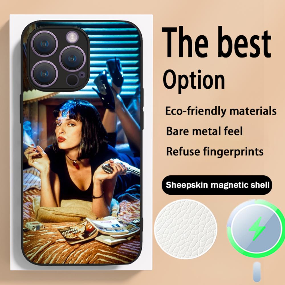 Classic Movies Pulp Fictions Poster Phone Case For iPhone 16 15 14 13 12 11 Plus Pro Max High-end Luxury Magsafe Sheepskin