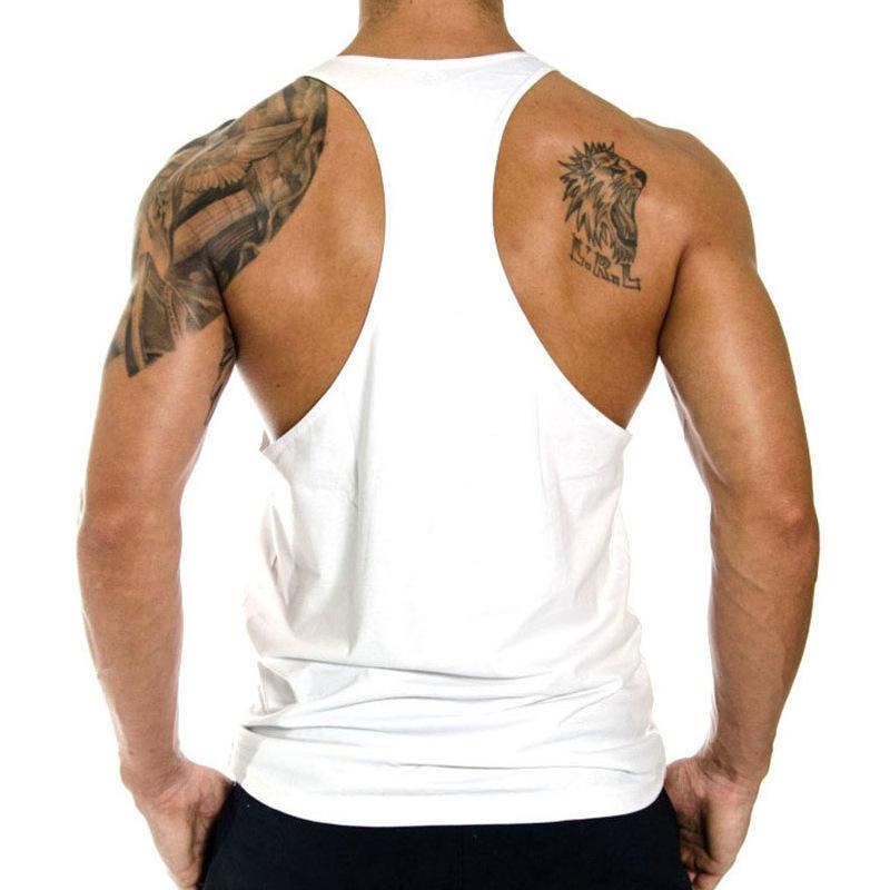 Mens Gym Sleeveless Shirt Y-shaped Vest Sports Fitness Bodybuilding Sports Vest Undershirt