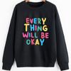 TUTTO ANDRÀ BENE Felpa Colorata alla Moda Frasi Positive Pullover Moda Donna Cotone Casual Top Vintage