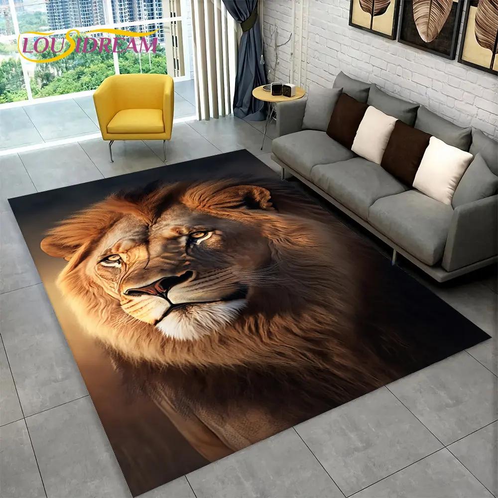 New Dream Lion Animal 3D-Teppich, groß, Teppich für Wohnzimmer, Schlafzimmer, Sofa, Fußmatte, Dekoration, rutschfeste Bodenmatte für Kinderspiele