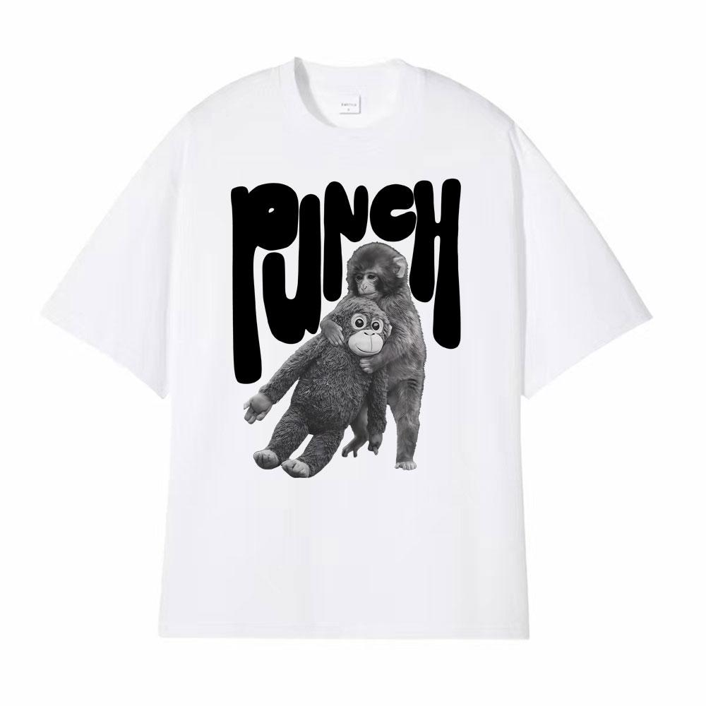 Punch The Monkey Vintage Style Graphic Tshirt Mens Clothing Summer Vintage Fashion T Shirt Tops 100 Cotton Oversized Tshirts