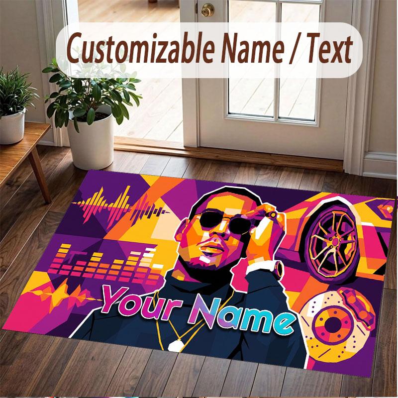 Custom Name Crystal Velvet Rug,Apache 207 Comfortable Anti Slip Floor Mat For Room Decoration