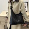 Korean Style PU Leather Tote Bag Large Capacity Commuter Shoulder Bag Solid Color Minimalist Women's Underarm Bag