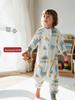 Children's Pure Cotton Split-Leg Sleeping Bag: Thickened Anti-Kick One-Piece Pajamas for Autumn/Winter