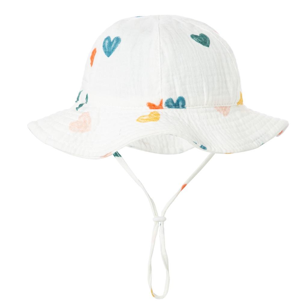 Baby Cotton Bucket Hat 2026 New Children Sunscreen Outdoor Caps Boys Girls Print Panama Hat Unisex Beach Fishing Hat for 0-12 Months
