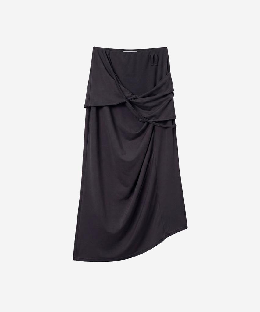Blr Asymmetric Layered Maxi Skirt Black