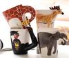 New Design Creative Ceramic 3D Mug,coffee Milk Puer Tea Mugs 3D Animal Shape Hand Painted Animals Giraffe Cow Monkey Cup Gift