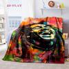Vibrant Bob Marley Art Print Blanket Blanket Camping Trip Christmas Gifts Bedroom Outdoor Plush Blanket