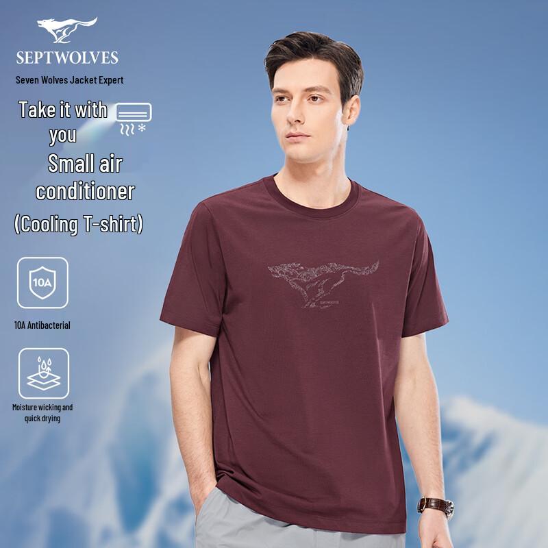 SEPTWOLVES تي شيرت رجالي 10A مضاد للبكتيريا بتقنية Cool-Sense بأكمام قصيرة