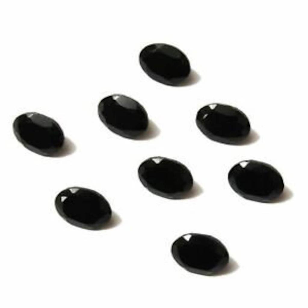 Black Onyx Faceted Oval Cabochon Lot, Natural Black Onyx Gemstone, Oval Faceted Flat Back Stone, Loose Gemstone for Jewelry Making