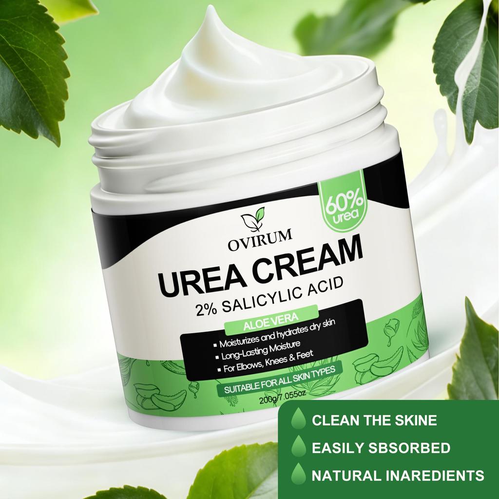 60% Urea Cream+2% Salicylic Acid, For Rough Feet And Hands, With Aloe Vera, Exfoliating & Moisturizing, Non-Greasy, Softens & Smooths-200G