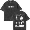Viktor Tsoi Kino Nacht Vintage Gewassen T-shirts Klassiek Russisch Rock Gotische T-shirts Mannen Vrouwen Casual Polyester Oversized T-shirt