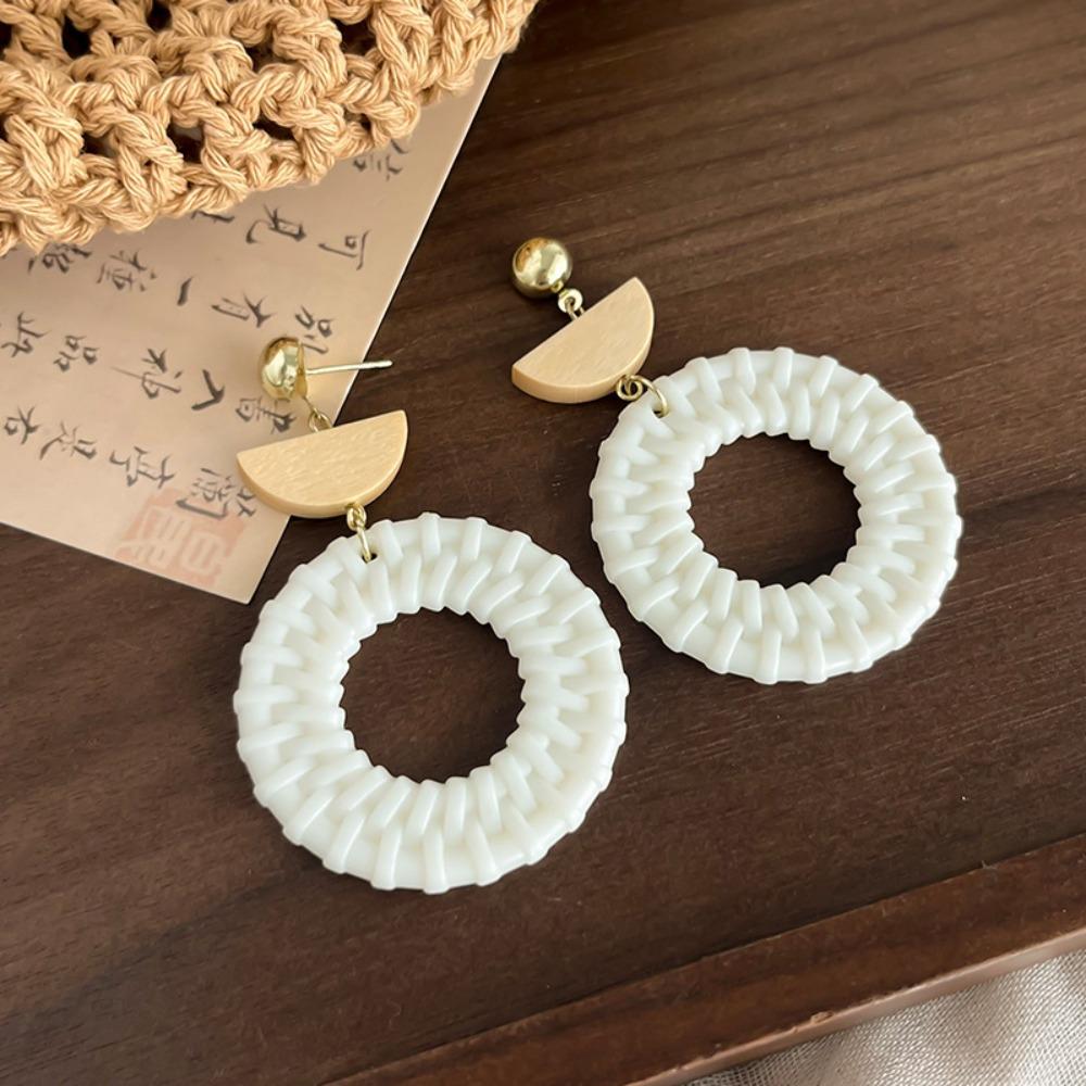 Flower Bohemian Drop Earrings Round Geometric Earrings Temperament Beach Jewelry Gift
