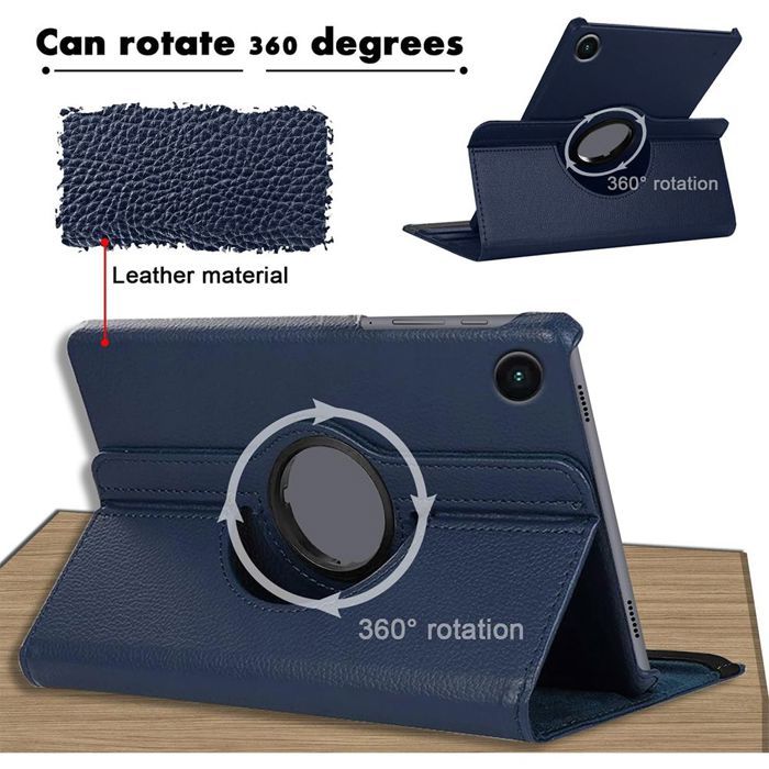 Coque + Verre Trempé pour Lenovo Tab M10 FHD Plus (2e Gen) avec Support Rotatif - Bleu Marine