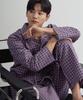 [May Flower] Purple Pink Check Long Sleeve Flannel Pure Cotton Men's Plus Size Pajama Set [Shipped from Korea] 100% Authentic