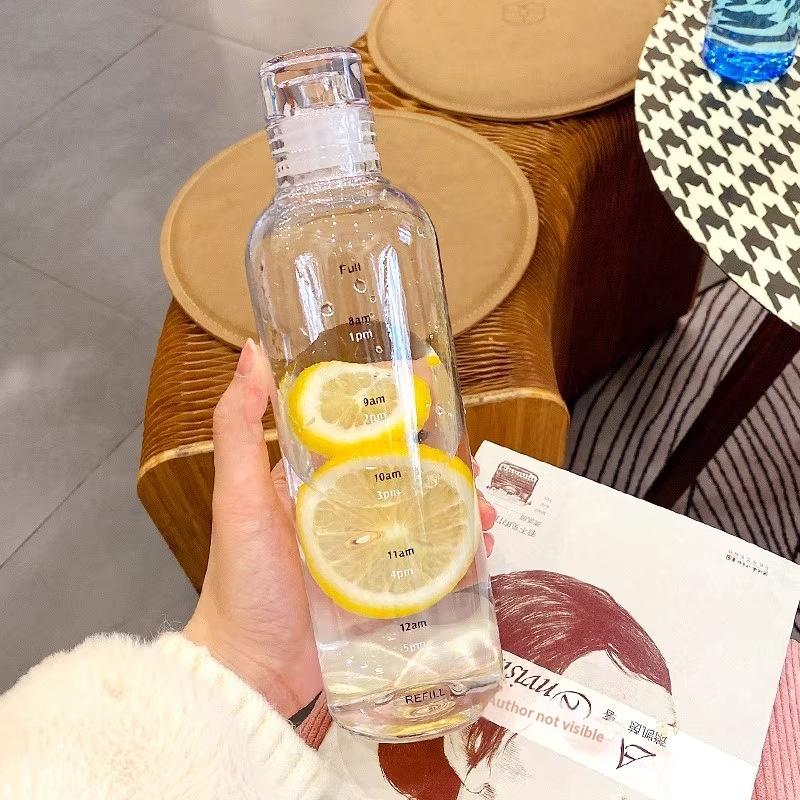 750Ml Water Bottle, Leak-Proof, Graduated, Can Be Used As A Juice Bottle, Transparent Tea/Coffee Cup, Suitable For Students