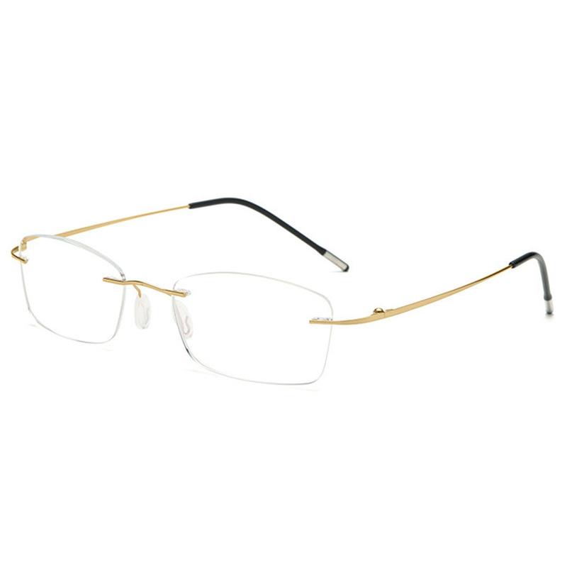 Ultraleichte randlose Lesebrille mit Memory-Effekt für Herren und Damen, Blaulichtfilter, Weitsichtigkeitsbrille, Hyperopie-Brille +1.0 bis +3.5