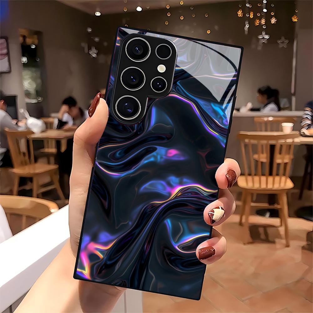 Vloeiend Lichtpatroon glazen Telefoonhoesje Voor Samsung Galaxy S26 S25 S24 S22 S23 Ultra S21 S20 Plus 5G Antislip Volledige Cover