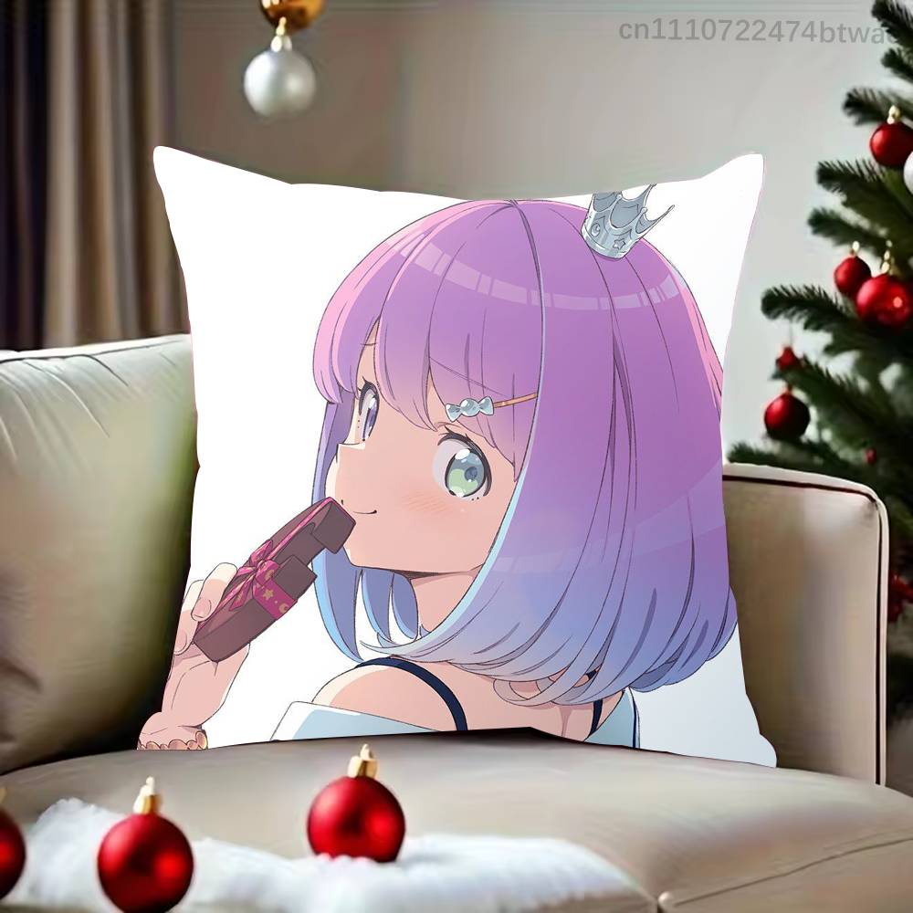 Hololive Himemori Luna Pillow Case For Sofa Bedroom Living Room Plush Cushion Cover Decorations and Protector