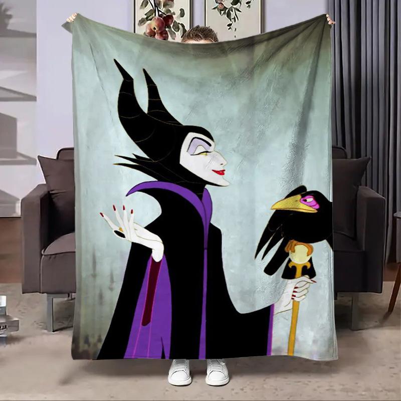 Disney Classic Villains Summer Winter Children's Adult Flannel Blanket Fluffy Baby Plush for Bedroom Travel Office Sofa Blanket