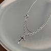 Punk Black Cross Necklace For Men Women Trend Titanium Steel Chain Sweater Pendant Hip Hop Jewelry Cool Accessories