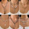 1PC Hip Hop Spice Girl Wind Star Pendant Necklace Set, Fashion Round Bead Metal Chain Necklace